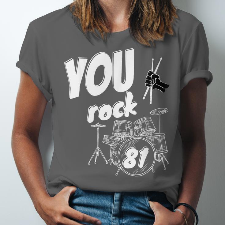 Drum Kit Drummer 81 Years 81st Birthday Men Women Unisex Jersey T-Shirt Drum Kit Drummer 81 Years 81st Birthday Men Women Unisex Jersey T-Shirt