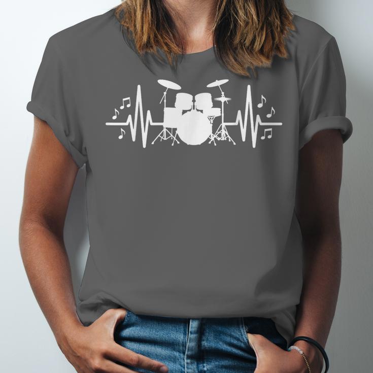 Drum Kit Heartbeat Drummer Music Lover EKG Pulse Set Note Unisex Jersey T-Shirt Drum Kit Heartbeat Drummer Music Lover EKG Pulse Set Note Unisex Jersey T-Shirt
