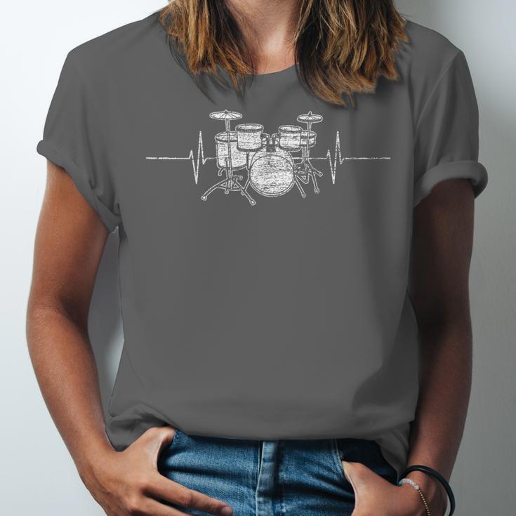 ECG Heartbeat Music Lovers Drumsticks Drum Kit Unisex Jersey T-Shirt ECG Heartbeat Music Lovers Drumsticks Drum Kit Unisex Jersey T-Shirt