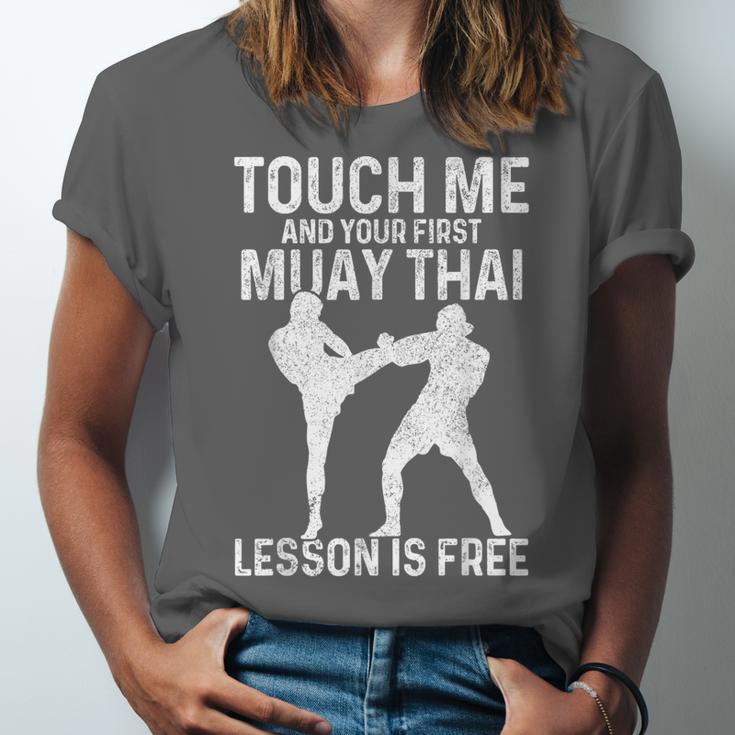 Muay Thai Boxing Kickboxing Your First Lesson Is Free Unisex Jersey T-Shirt