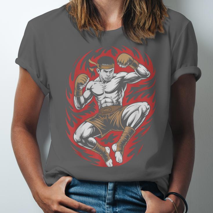 Muay Thai Elbow Strike Silhouette Minimal Clean Sport Unisex Jersey T-Shirt