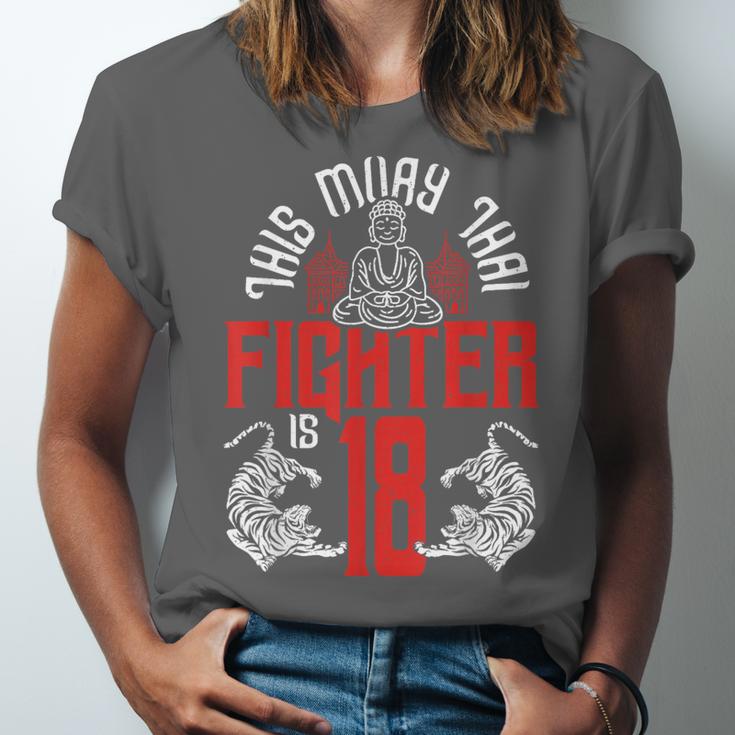Muay Thai Fighter Is 18 Thai Boxing Muay Thai 18th Birthday Unisex Jersey T-Shirt