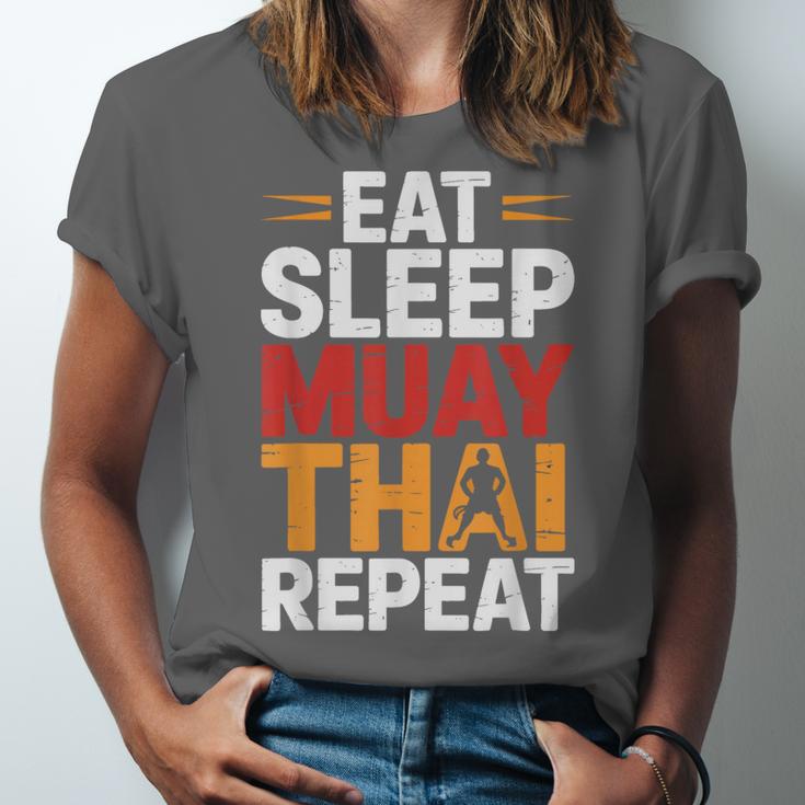 Muay Thai Fighter Eat Sleep Repeat Lifestyle Training Unisex Jersey T-Shirt