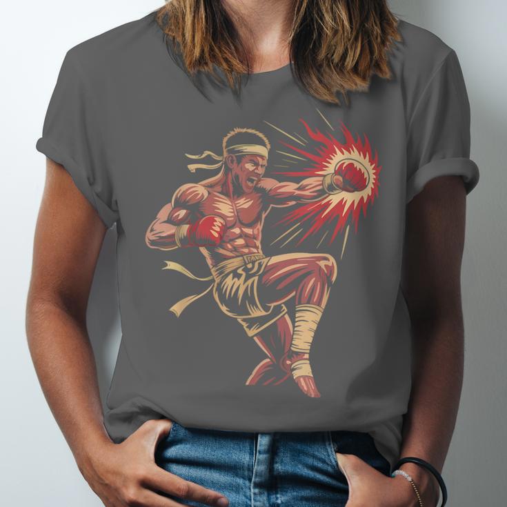 Muay Thai Fighter Southpaw Stance Minimal Silhouette Clean Unisex Jersey T-Shirt