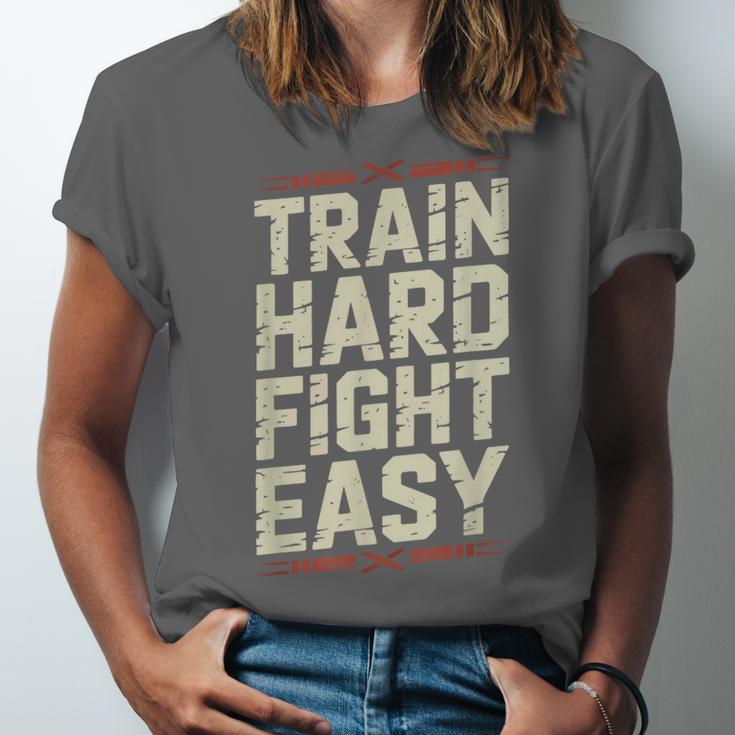 Muay Thai Fighter Train Hard Fight Easy Training Motivation Unisex Jersey T-Shirt Muay Thai Fighter Train Hard Fight Easy Training Motivation Unisex Jersey T-Shirt