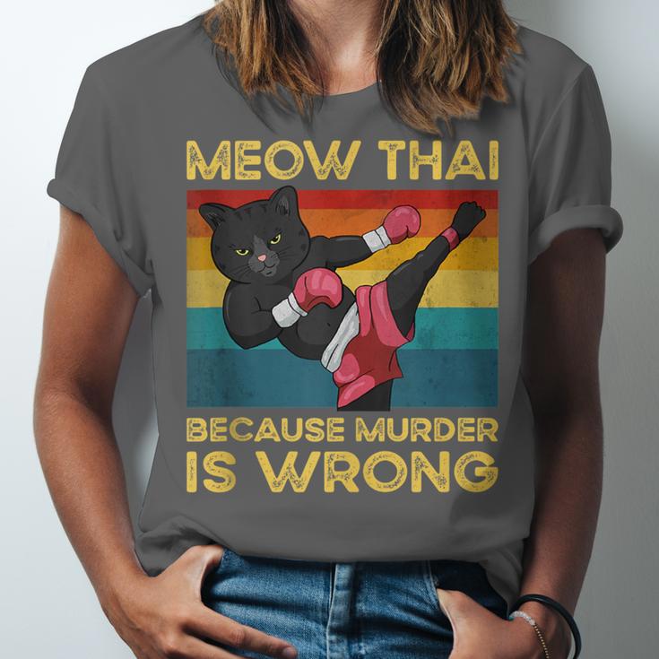 Muay Thai Because Murder Is Wrong Cat Meow Thai Unisex Jersey T-Shirt Muay Thai Because Murder Is Wrong Cat Meow Thai Unisex Jersey T-Shirt