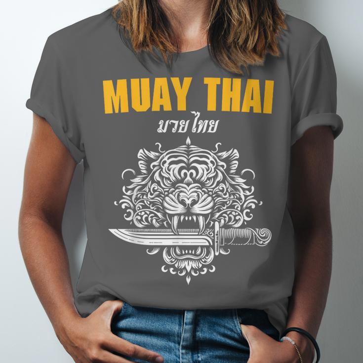 Muay Thai Sak Yant MMA Tattoo Tiger Lion Knife Martial Art Unisex Jersey T-Shirt Muay Thai Sak Yant MMA Tattoo Tiger Lion Knife Martial Art Unisex Jersey T-Shirt
