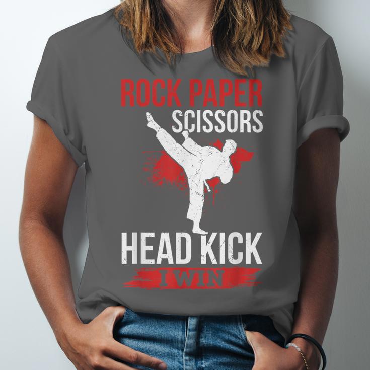 Rock Paper Scissors Head Kick I Win Muay Thai Unisex Jersey T-Shirt