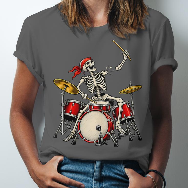 Skeleton Drummer Skull Drum Kit Halloween Sleeveless Unisex Jersey T-Shirt Skeleton Drummer Skull Drum Kit Halloween Sleeveless Unisex Jersey T-Shirt