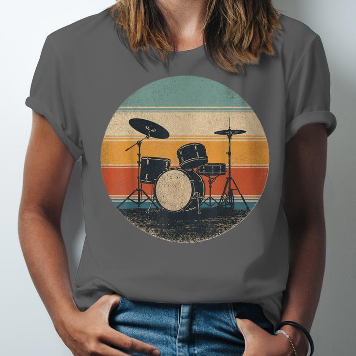 Vintage Drum Kit Silhouette Retro Music Unisex Jersey T-Shirt Vintage Drum Kit Silhouette Retro Music Unisex Jersey T-Shirt