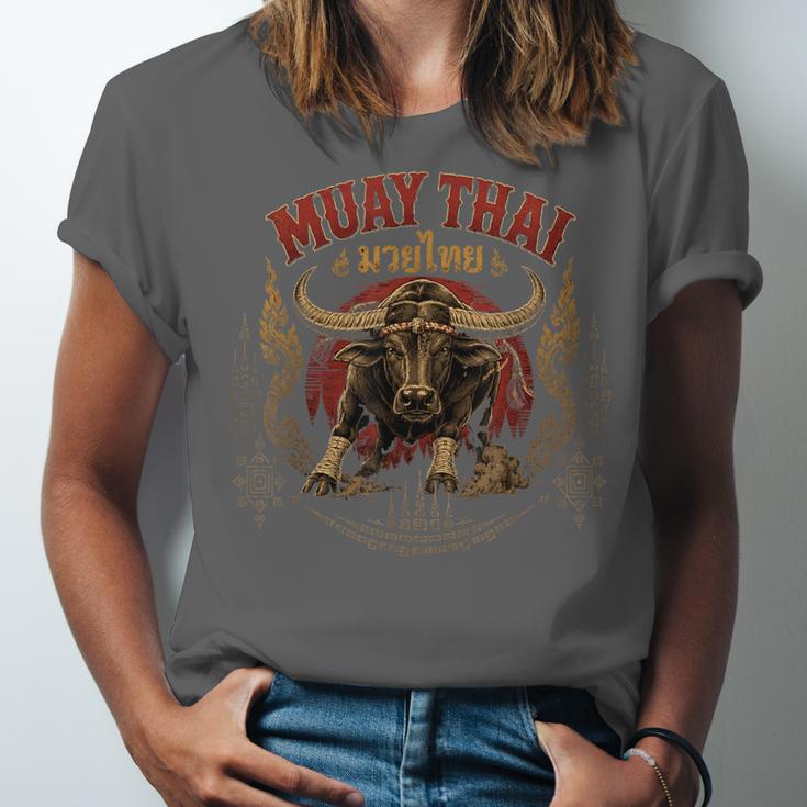Vintage Muay Thai Dad Thai Boxing Fighter Father Buffalo Unisex Jersey T-Shirt