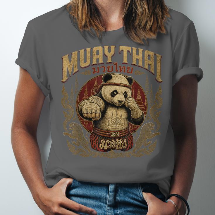 Vintage Muay Thai Gym Thai Boxing Training Fighter Panda Unisex Jersey T-Shirt