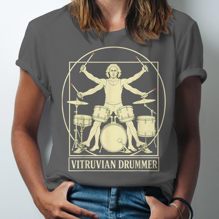 Vitruvian Drummer Drum Kit Music Lover Musician Men Unisex Jersey T-Shirt