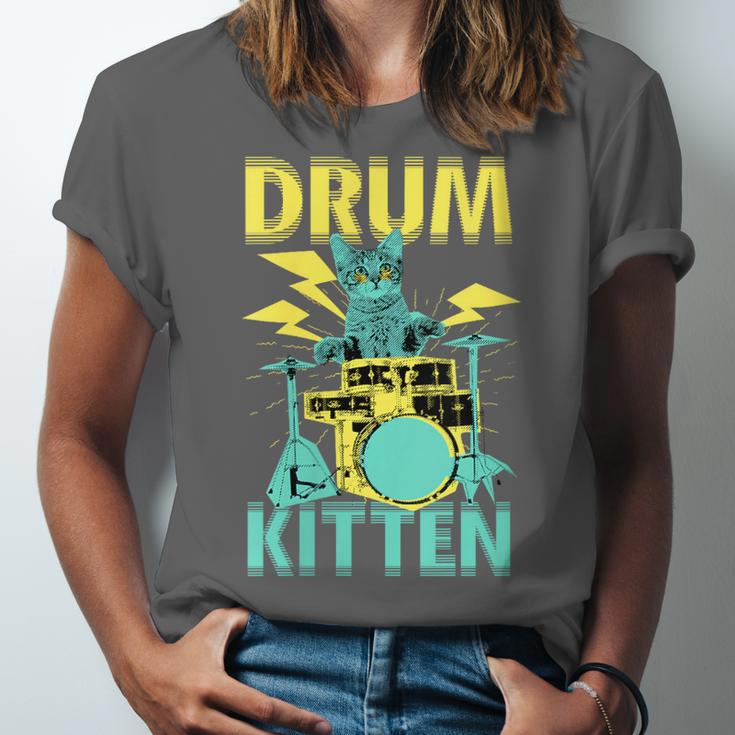 Women's Cute Drummer Cat Drum Kitten Unisex Jersey T-Shirt Women's Cute Drummer Cat Drum Kitten Unisex Jersey T-Shirt