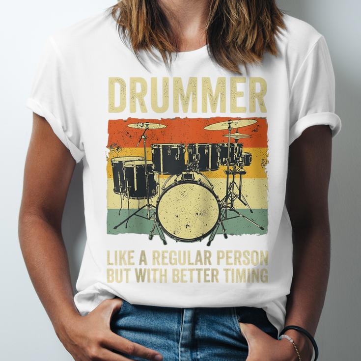 Drummer Better Timing Retro Vintage Sunset Drum Kit Graphic Raglan Baseball Tee Unisex Jersey T-Shirt Drummer Better Timing Retro Vintage Sunset Drum Kit Graphic Raglan Baseball Tee Unisex Jersey T-Shirt