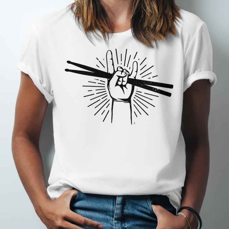 Drummer Drum Kit Rock & Roll Music Drummer Unisex Jersey T-Shirt Drummer Drum Kit Rock & Roll Music Drummer Unisex Jersey T-Shirt