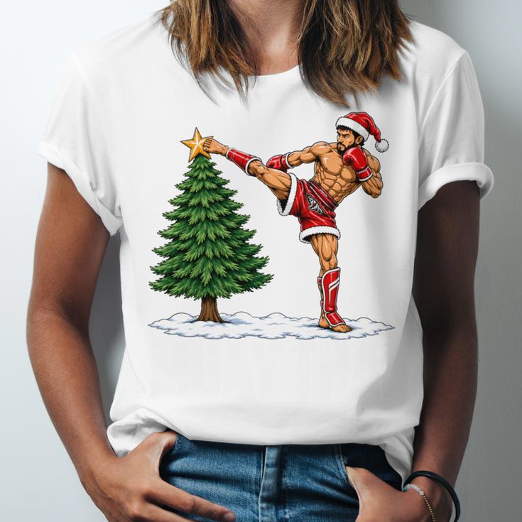 Festive Muay Thai Santa Christmas Unisex Jersey T-Shirt