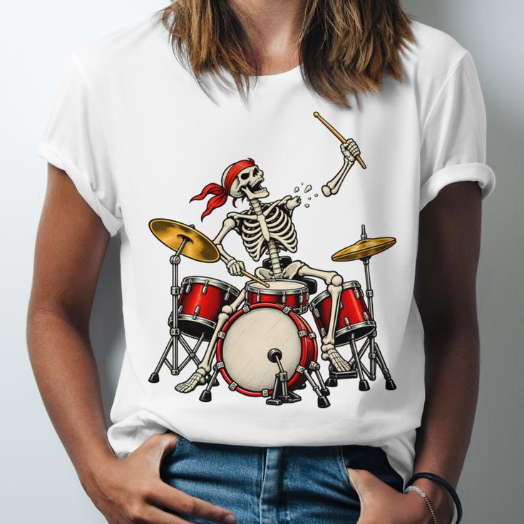 Skeleton Drummer Skull Drum Kit Halloween Unisex Jersey T-Shirt Skeleton Drummer Skull Drum Kit Halloween Unisex Jersey T-Shirt
