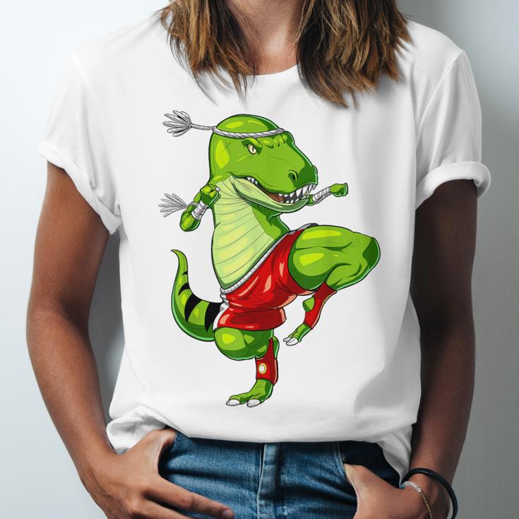 T-Rex Dinosaur Muay Thai Boxing Karate Martial Arts Kung Fu Unisex Jersey T-Shirt