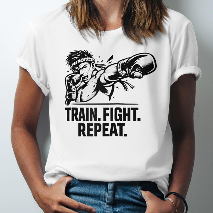 Train Fight Repeat Nak Muay Thai Boxing Fighter Raglan Baseball Tee Unisex Jersey T-Shirt Train Fight Repeat Nak Muay Thai Boxing Fighter Raglan Baseball Tee Unisex Jersey T-Shirt