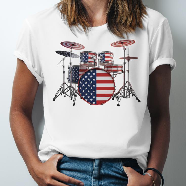 USA Patriotic Drum Kit American Flag Drum Set Unisex Jersey T-Shirt USA Patriotic Drum Kit American Flag Drum Set Unisex Jersey T-Shirt
