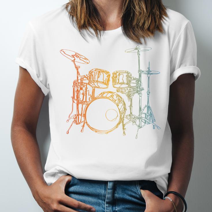 Vintage Drummer Drum Kit Unisex Jersey T-Shirt
