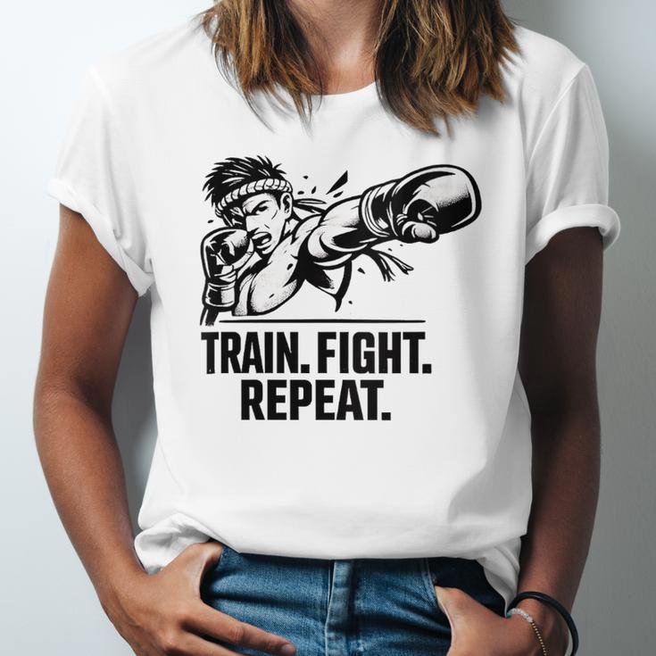 Women's Train Fight Repeat Nak Muay Thai Boxing Fighter Unisex Jersey T-Shirt Women's Train Fight Repeat Nak Muay Thai Boxing Fighter Unisex Jersey T-Shirt