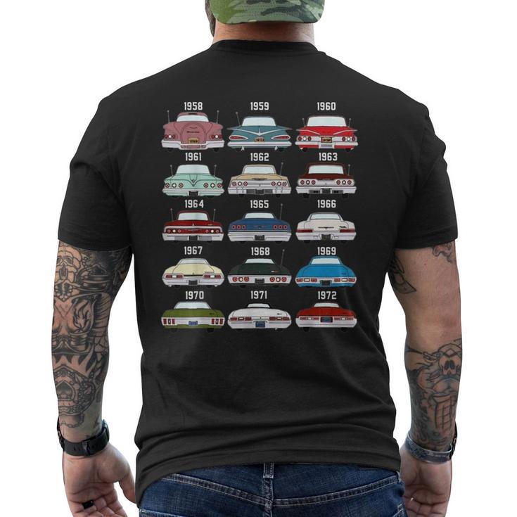 59 61 62 3 64 65 67 69 Evolution Of Impala Hot Rod Vintage Men's T-shirt Back Print