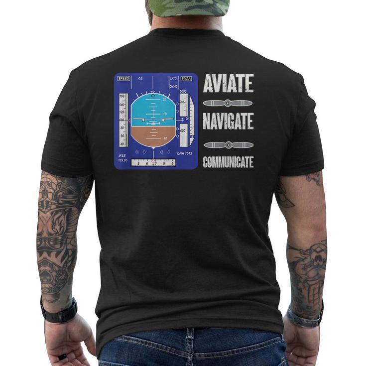 Aviación Aviador Diseño Horizonte Artificial Camiseta Hombre Estampado Espalda