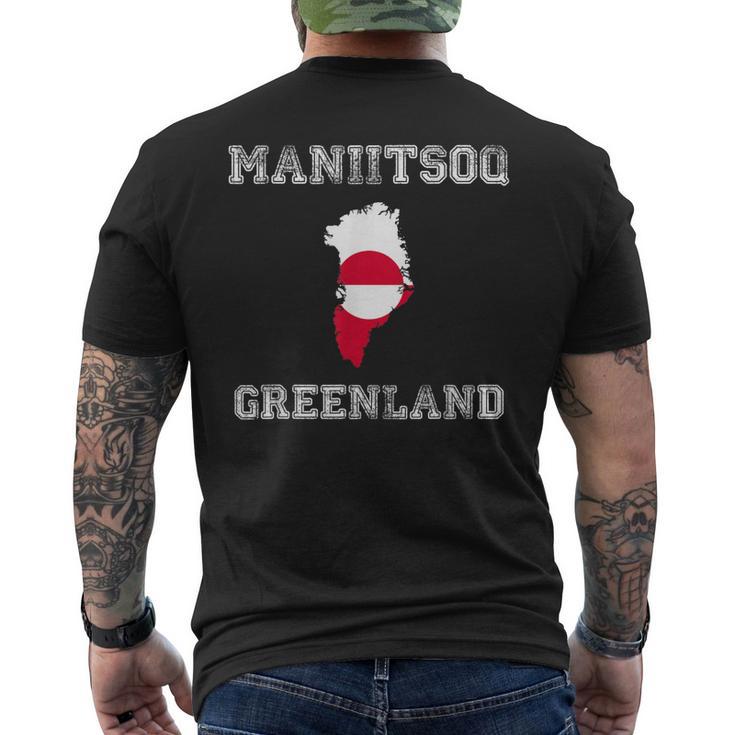 Bandera Retro Maniitsoq De Groenlandia Envejecida Camiseta Hombre Estampado Espalda