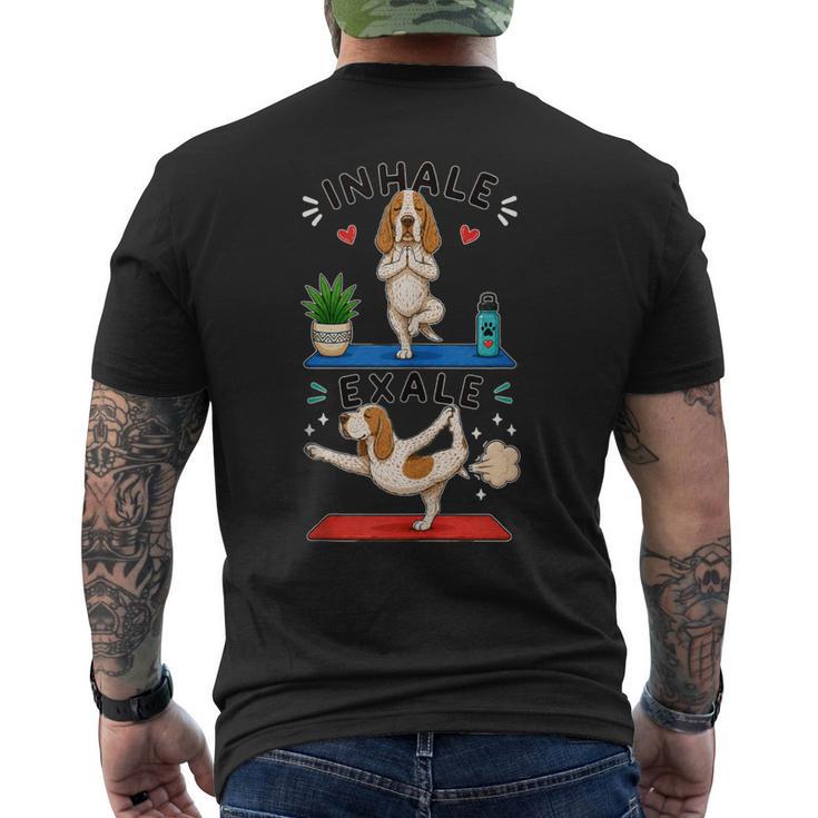Bracco Italiano Haciendo Yoga Inhalar Exale Digor Divertido In Mangas Camiseta Hombre Estampado Espalda
