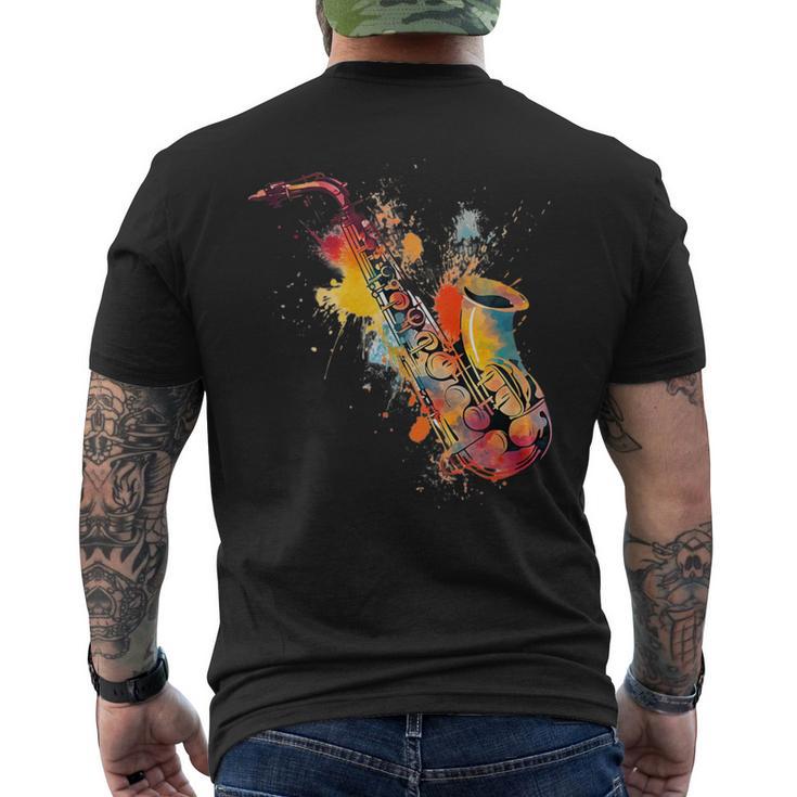 Colorido Jazzaxofón Jugador Camiseta Hombre Estampado Espalda