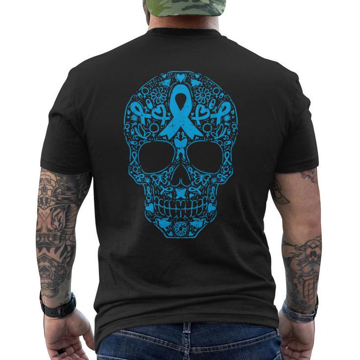 Cráneo De Azúcar Cinta Azul Claro Concienciaobre El Cáncer De Próstata Camiseta Hombre Estampado Espalda