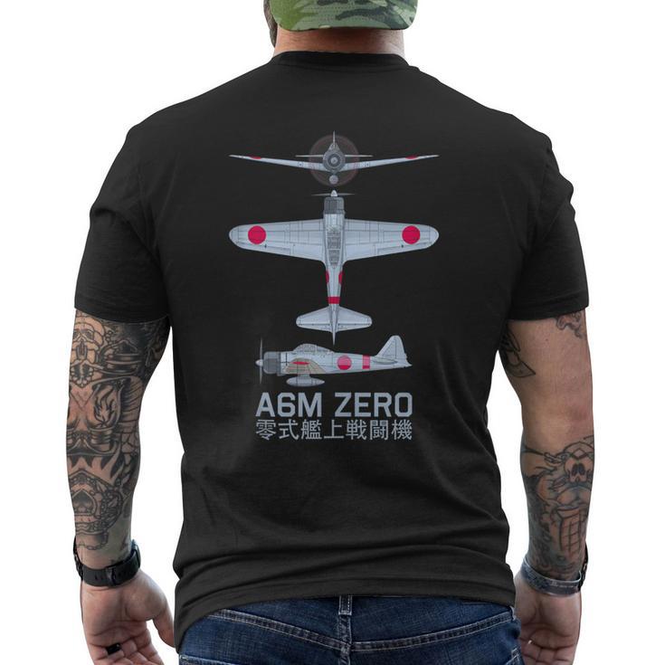 Diagrama Del Avión De Combate Japonés A6m Zero Ww2 In Mangas Camiseta Hombre Estampado Espalda
