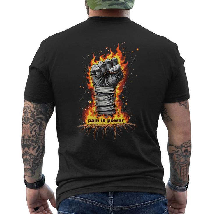 Dolor Es Poder Puño Fuego Boxeo Camiseta Hombre Estampado Espalda