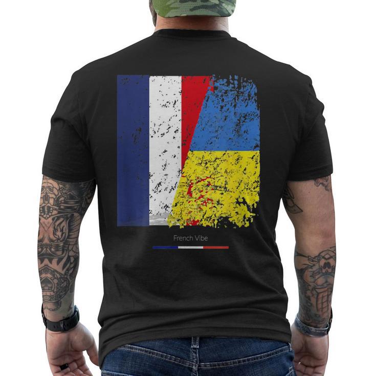 Drapeau De L'ukraine Et France Amitié Franco Ukrainien T-shirt imprimé au dos