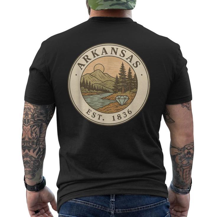 Emblema Retro De Paisaje De Orgullo De Arkansas Camiseta Hombre Estampado Espalda