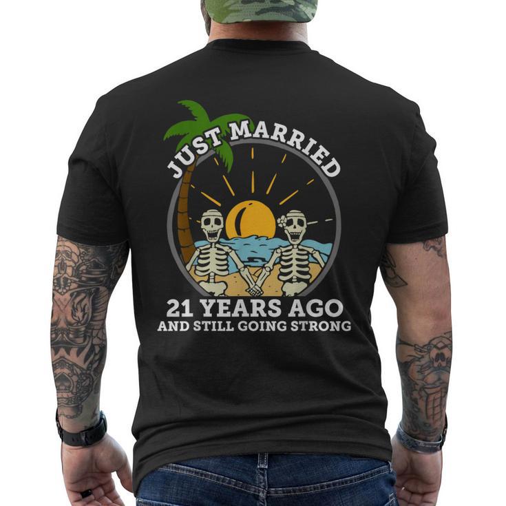 Esqueleto De Aniversario De Boda Pareja Casada Hace 21 Años Camiseta Hombre Estampado Espalda