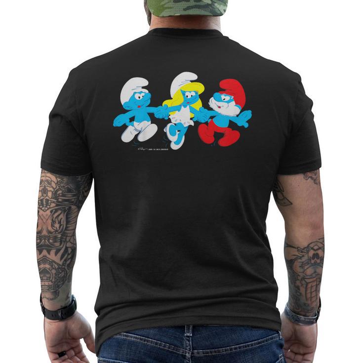 Puffetta Del Film Dei Puffi E Papà Chei Tengono Per Mano Bambini T-shirt da uomo con stampa posteriore