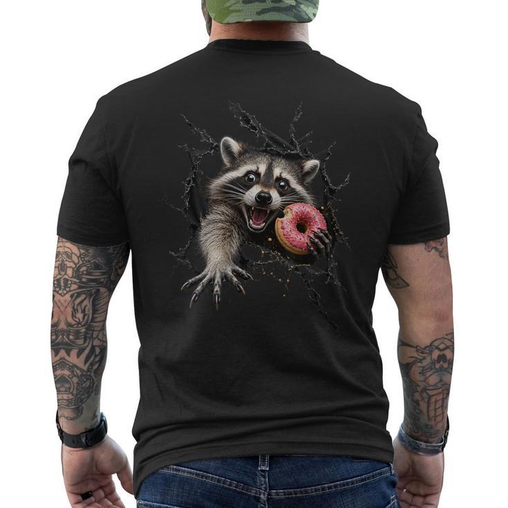 Raton Laveur Drôle Gourmand Avec Donut Rose Humour Animal 3D T-shirt imprimé au dos