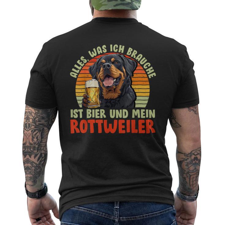 Rottweiler Alles Was Ich Brauche Ist Bier Und Rottweilers T-Shirt mit Rückendruck