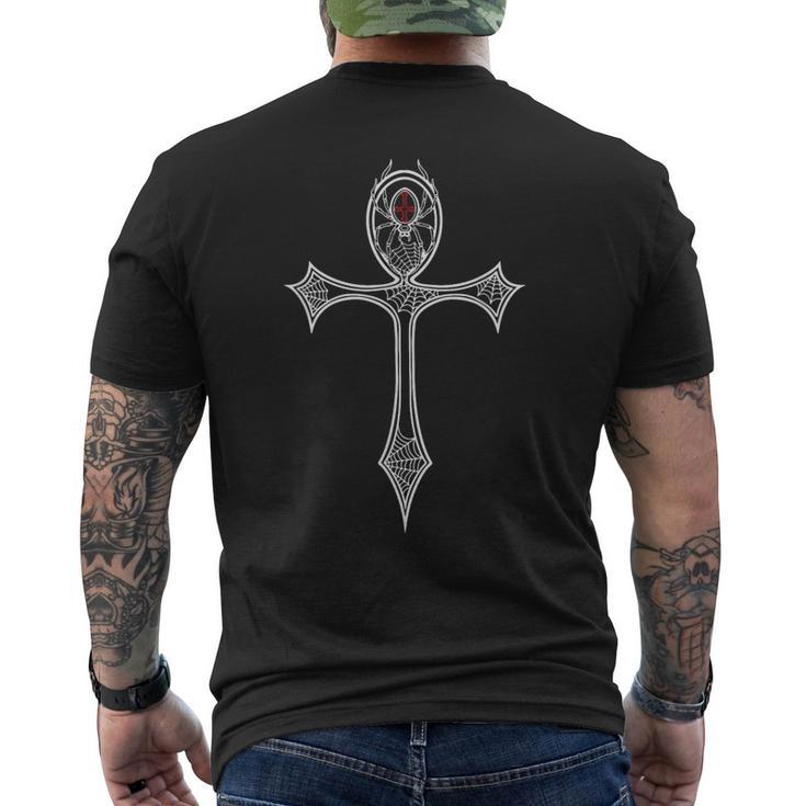 Símbolo Egipcio Y Gótico Ankh Con Cruz Araña Gótica Camiseta Hombre Estampado Espalda