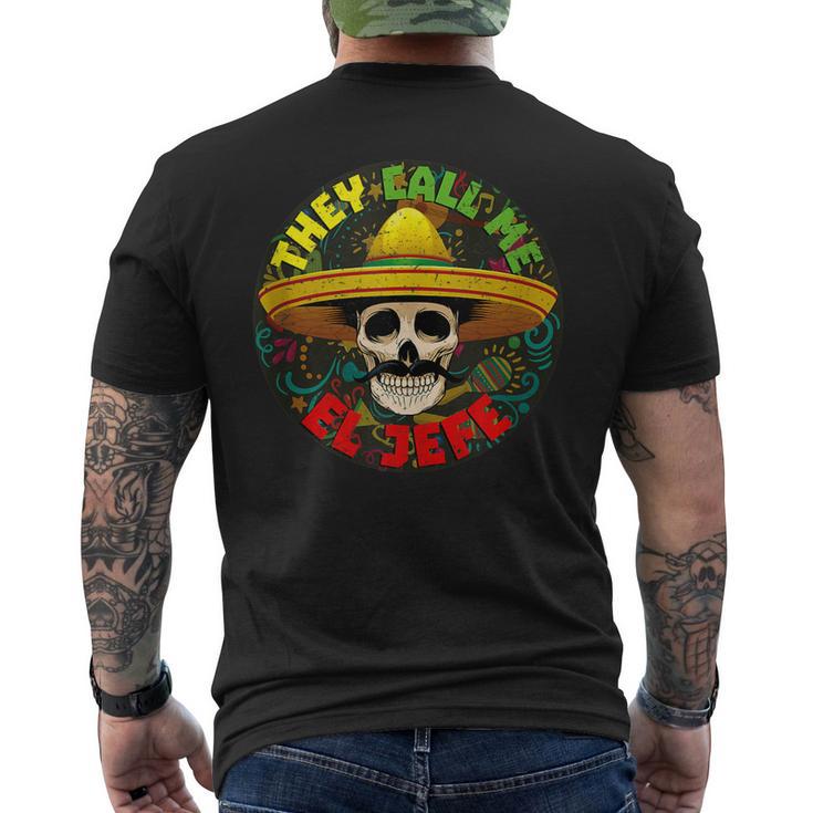 They Call Me El Jefe Divertida Calavera Esqueleto Mexicano In Mangas Camiseta Hombre Estampado Espalda