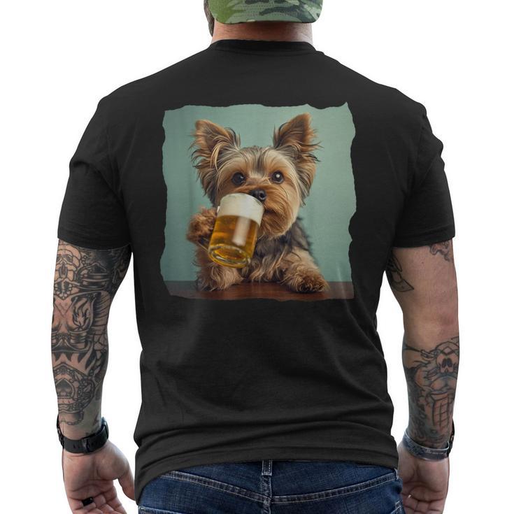 Yorkshire Terrier Cerveza Divertido Perro Bebiendo Meme Mamá Papá Camiseta Hombre Estampado Espalda