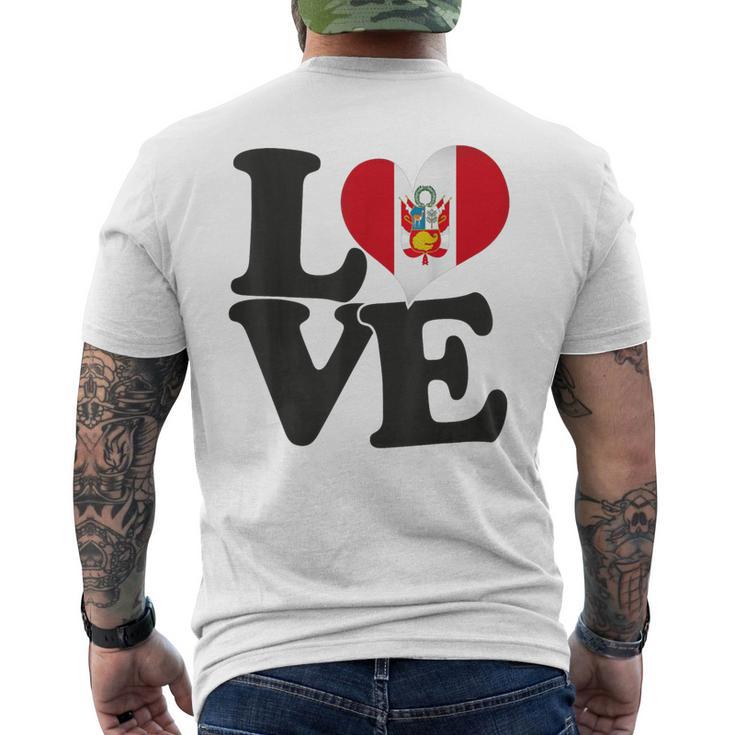 I Love Peru Bandera Corazón Patrióticoiaje Camiseta Hombre Estampado Espalda