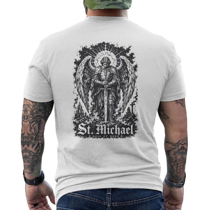 San Miguel Quis Ut Deus Arcángel Protector Camiseta Hombre Estampado Espalda