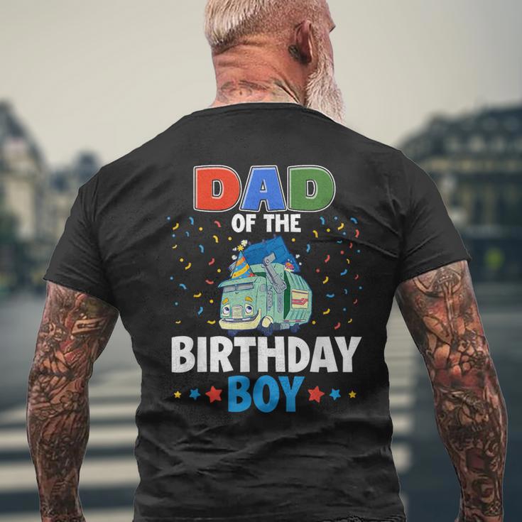 Dad Of The Birthday Boy Garbage Truck Birthday Family Men's T-shirt Back Print Gifts for Old Men