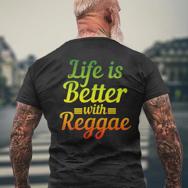 Das Leben Ist Besser Mit Reggae-Musik Jamaicaintage T-Shirt mit Rückendruck Geschenke für alte Männer