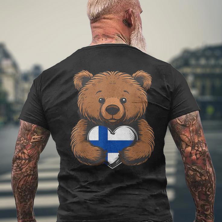 Finnische Wurzeln Bär Herz Finnischertolz Finnland Flagge T-Shirt mit Rückendruck Geschenke für alte Männer