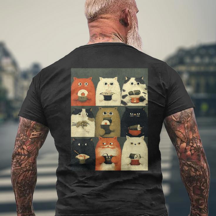 Grafica Con Gatti Giapponesi Che Mangianonack Gatto Papà T-shirt da uomo con stampa posteriore Regalos para ancianos